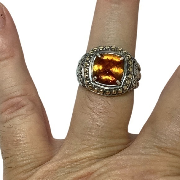 Sterling Silver 18k Citrine Designer Robert Manse Ring